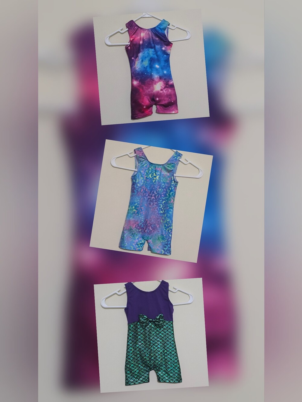 Bundle Toddler Gymnastics Leotard Collection - Galaxy, Teal Leopard, Mermaid